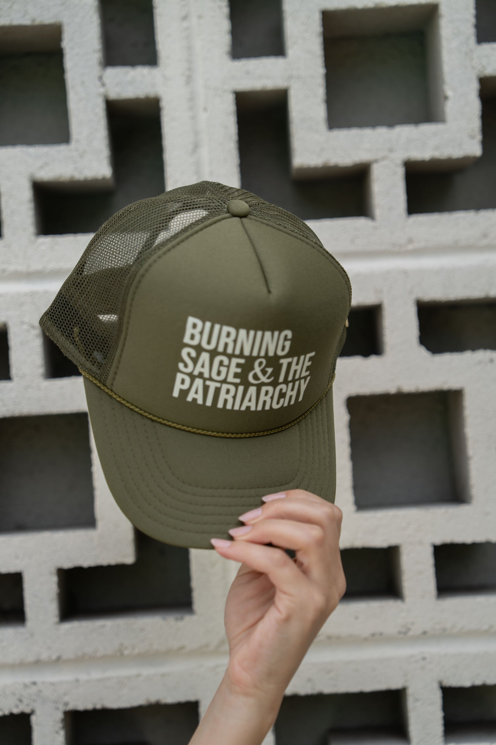 Burning Sage and the Patriarchy Trucker Hat